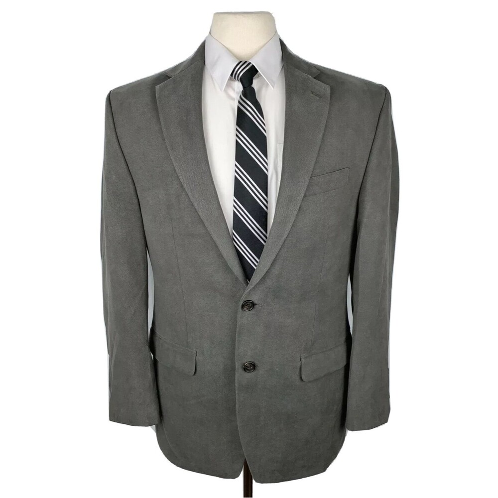 RALPH LAUREN MENS 40R SOLID GRAY SOFT POLYESTER BLAZER SPORT COAT SUIT JACKET